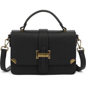 Women's B-black Leather Satchel Small Classy Crossbody Bag Purse Fashion Handbag